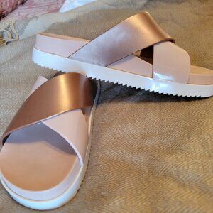 Melissa Cosmic Cross Platform Sandals Metallic Pink - Size 6.